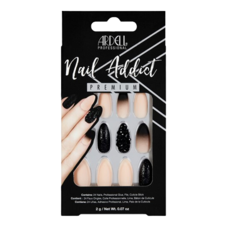 Ardell Nail Addict Black Stud & Pink Ombre Artificial Nails - 24 pcs