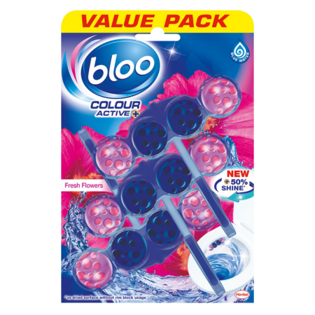 Bloo Colour Active Fresh Flowers Toilet Freshener - 3-Pack