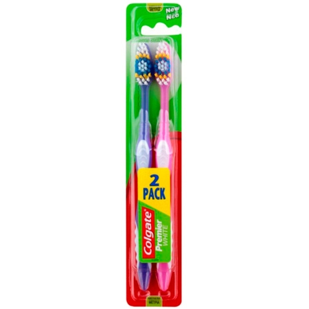 Colgate Premier White Medium Toothbrushes - 2 pcs