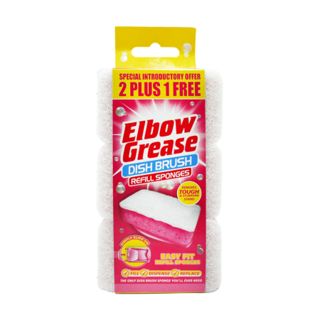 Elbow Grease Pink Dish Brush Refill Sponges - 3 pcs
