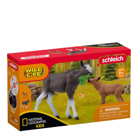 Schleich National Geographic Moose with Calf Figure