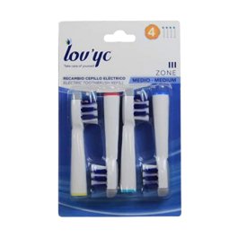 Lov'yc III Zone Toothbrush Heads for Electric Toothbrush Medium - 4 pcs