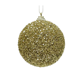 Decoris Gold Christmas bauble with glitter