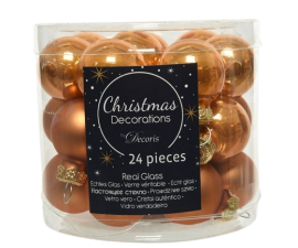 Decoris Mini Christmas baubles Glass Brown - 24 pcs