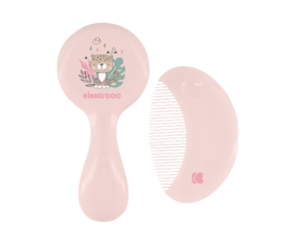 Kikka Boo Comb and Brush With Natural Bristles - Savanna Pink