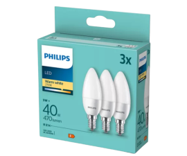 Philips Warm White E14 40 W LED Bulb – 3 Pcs