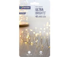Premier 40 LED Battery Chain Light - 3 9 metres